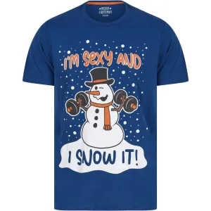 Christmas Snow It Mens Christmas Short Sleeve Top - Blue