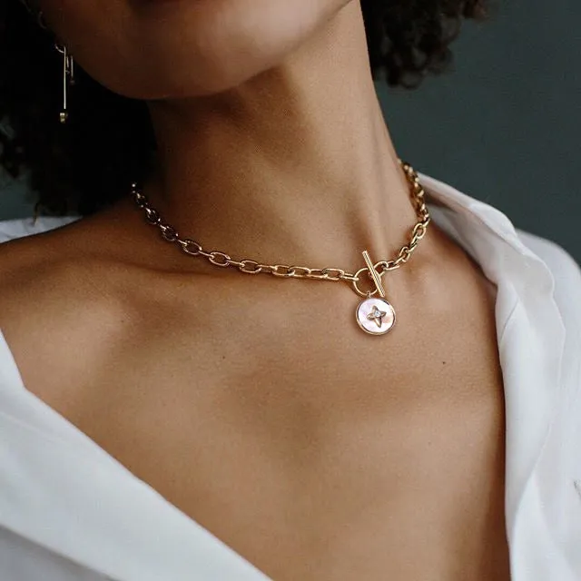 Chunky Chain Choker Necklace, 14K Gold