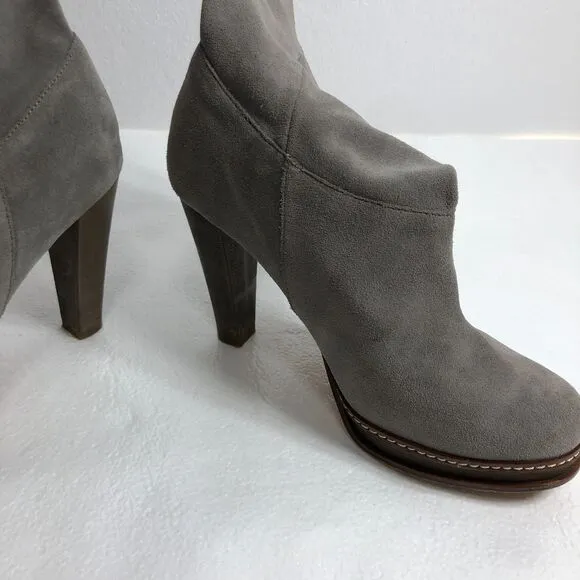 Cole Haan Leather Suede Boots Gray with Heels Womens Size 9B
