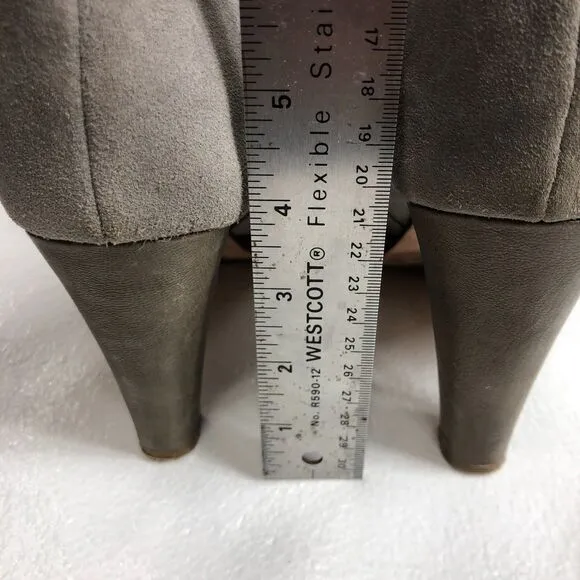 Cole Haan Leather Suede Boots Gray with Heels Womens Size 9B