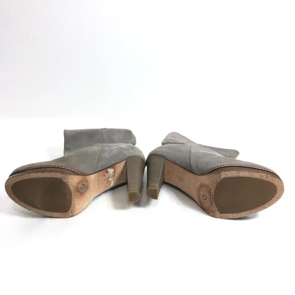 Cole Haan Leather Suede Boots Gray with Heels Womens Size 9B