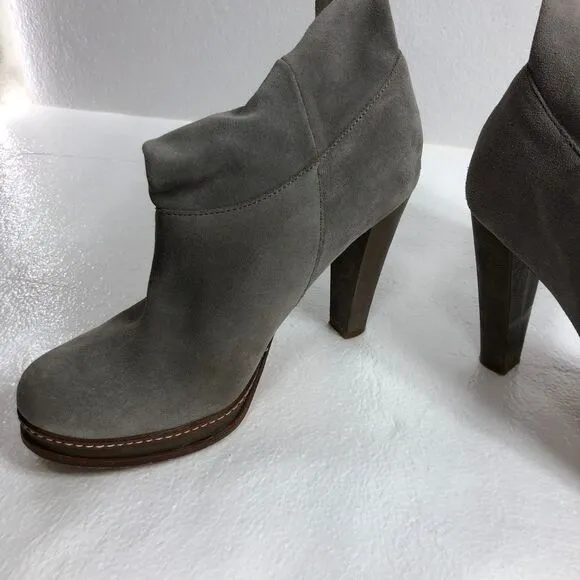 Cole Haan Leather Suede Boots Gray with Heels Womens Size 9B