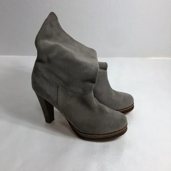 Cole Haan Leather Suede Boots Gray with Heels Womens Size 9B