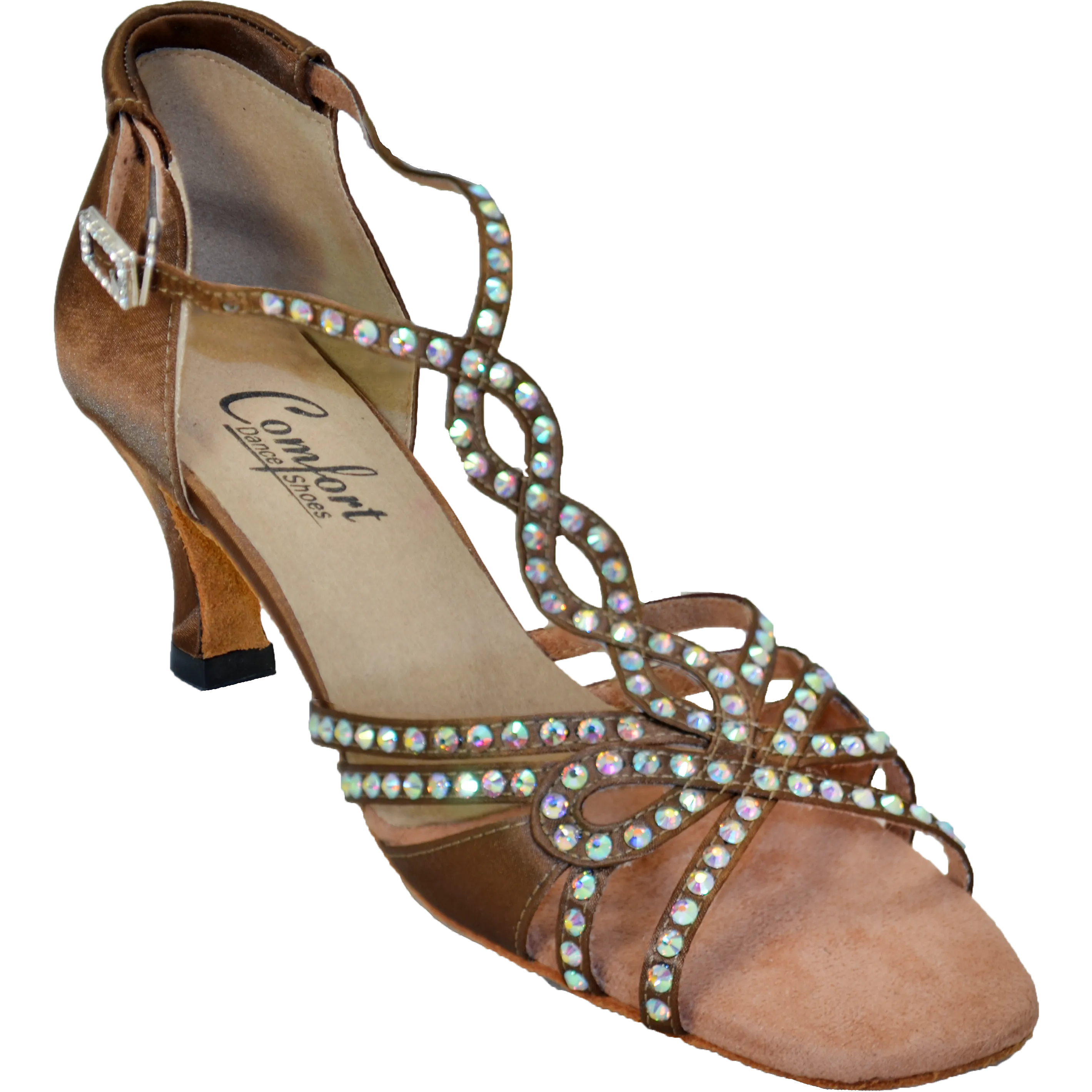 Comfort Heel - Butterfly - Brown Satin
