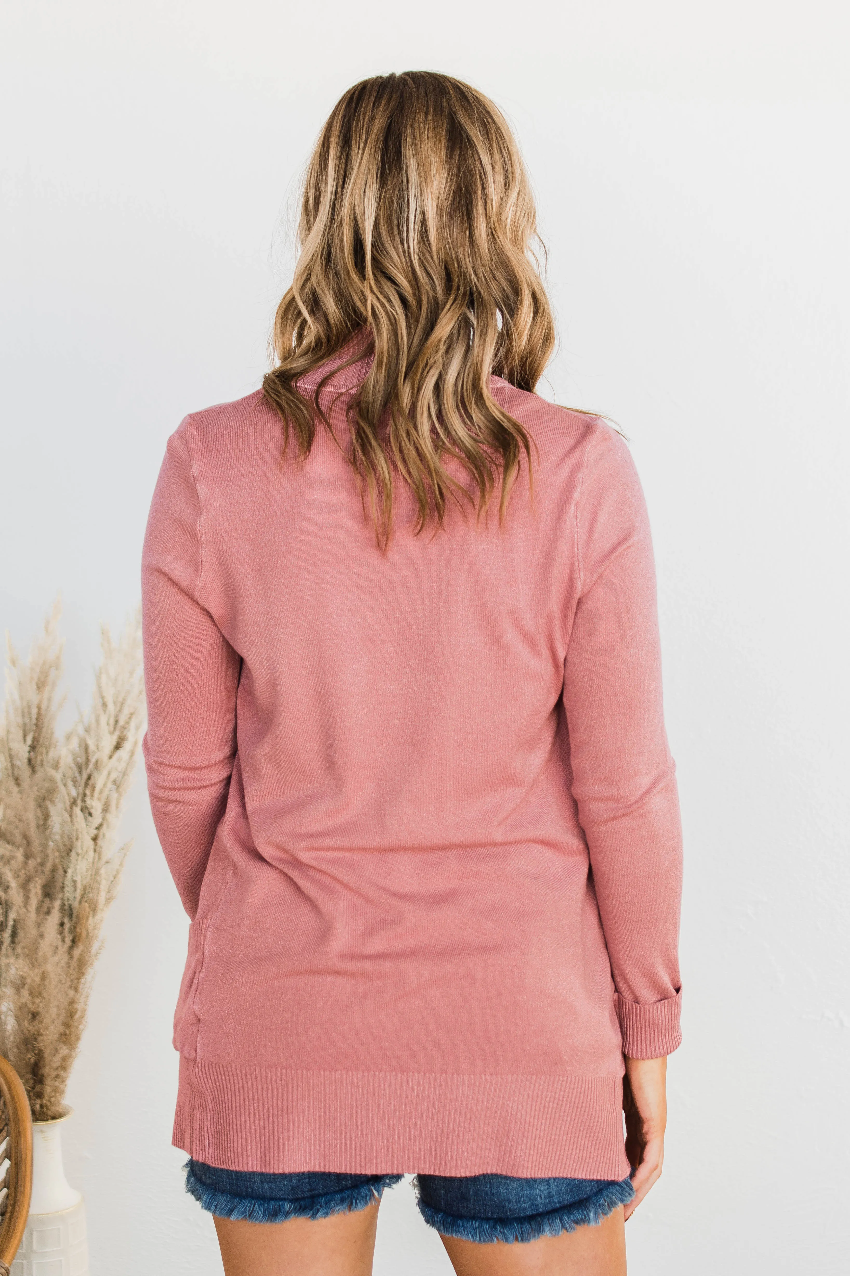 Comfortable With Myself Knit Cardigan- Dusty Rose