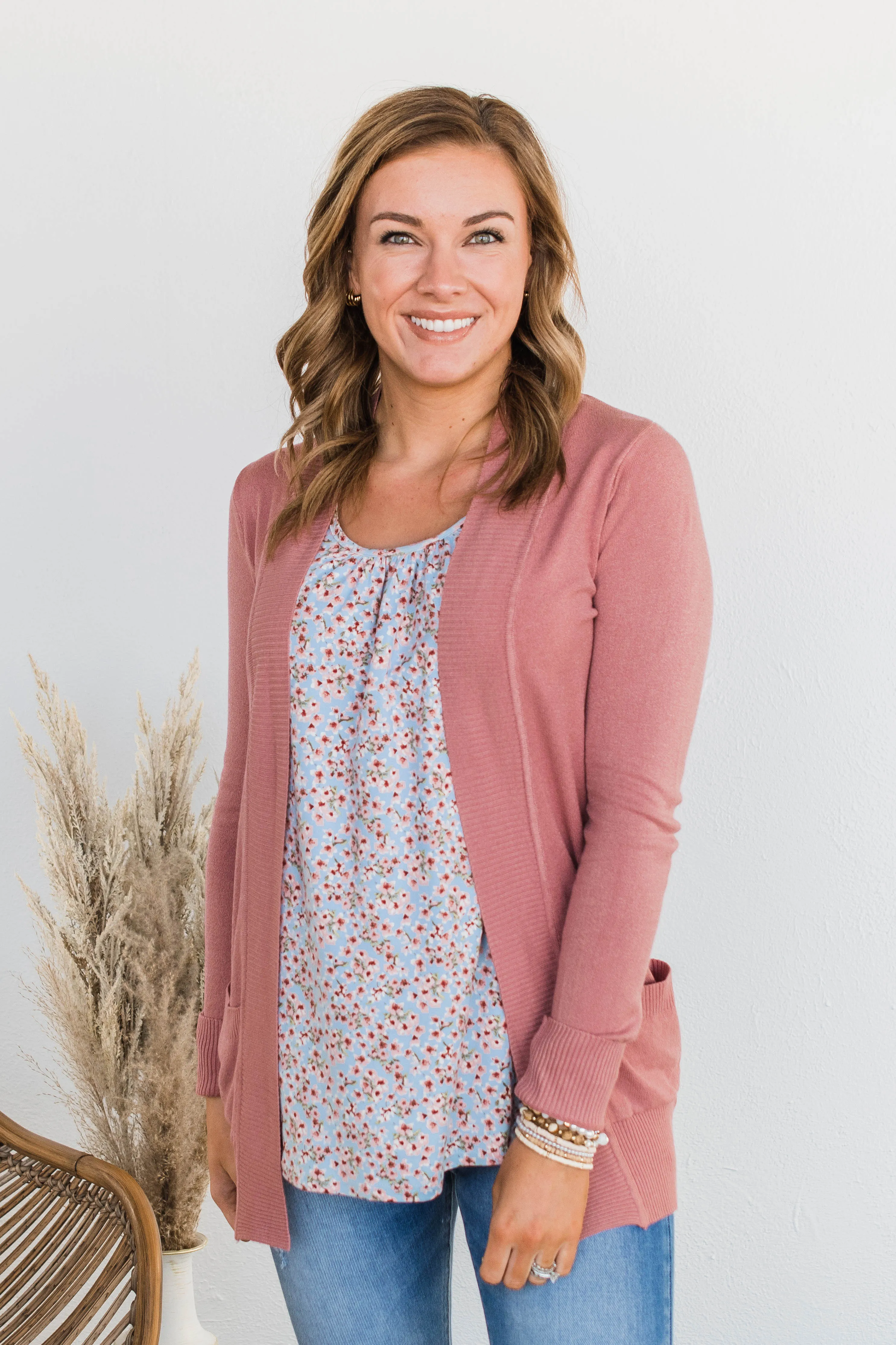 Comfortable With Myself Knit Cardigan- Dusty Rose