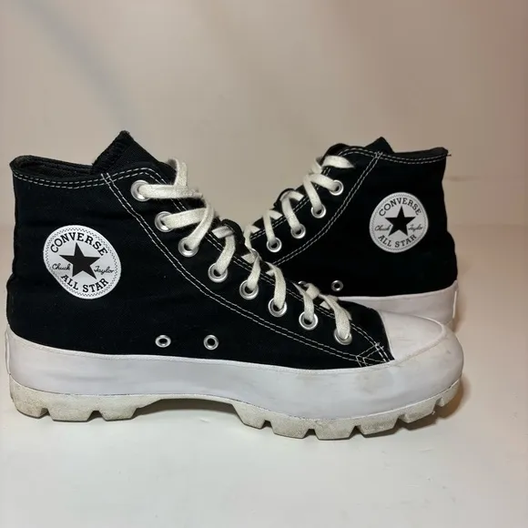Converse Chuck Taylor All Star Lugged High Women’s Size 10 Black White Platform