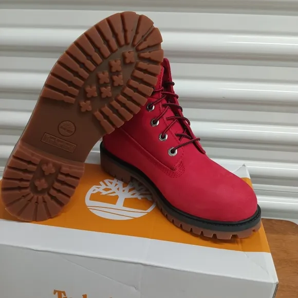 COPY - Timberland 6 inch boots kids size 5. Red