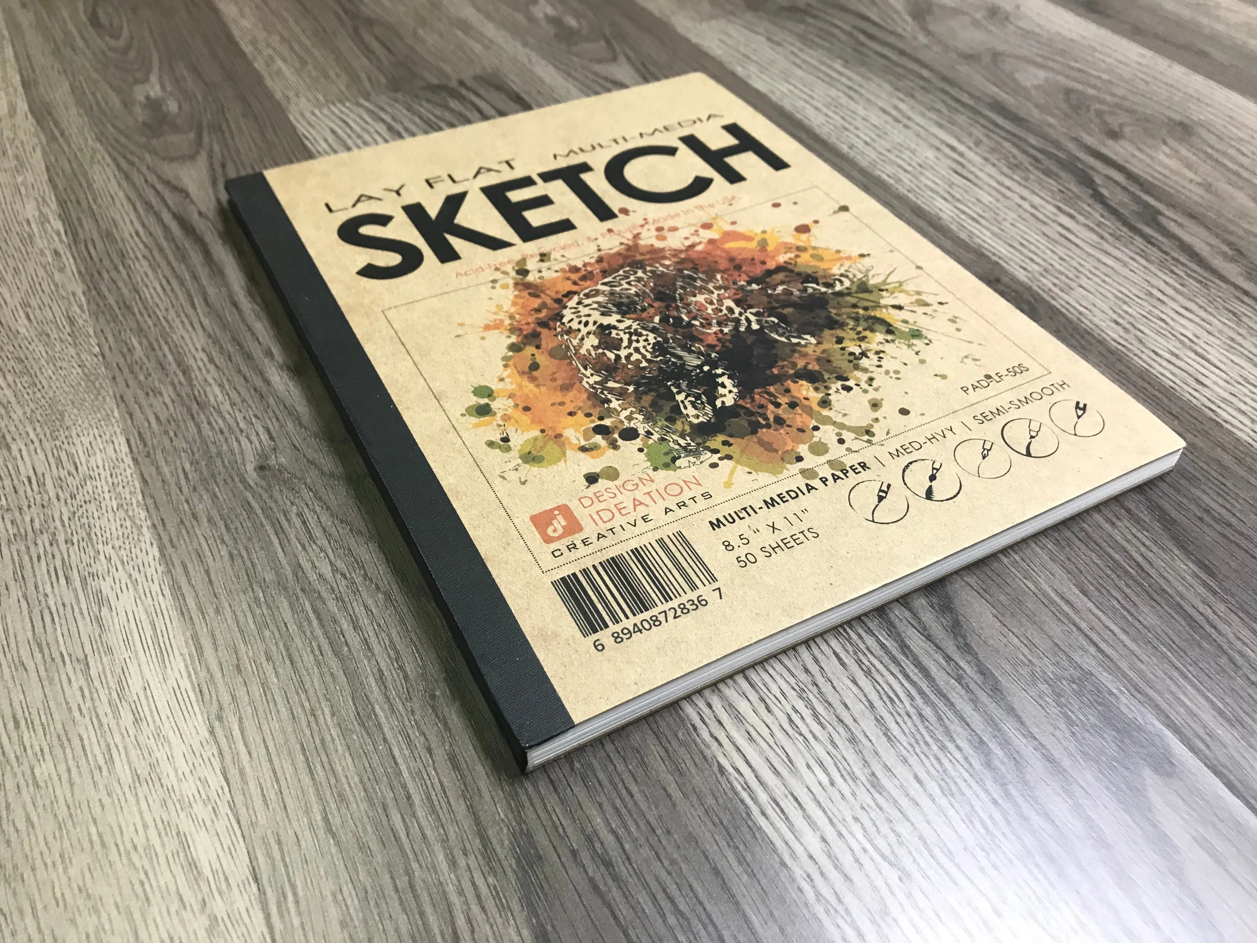 Design Ideation Lay Flat MULTI-MEDIA SKETCH sketchbook. Removable sheet. Mixed media. (8.5" x 11") LF-2550-LS