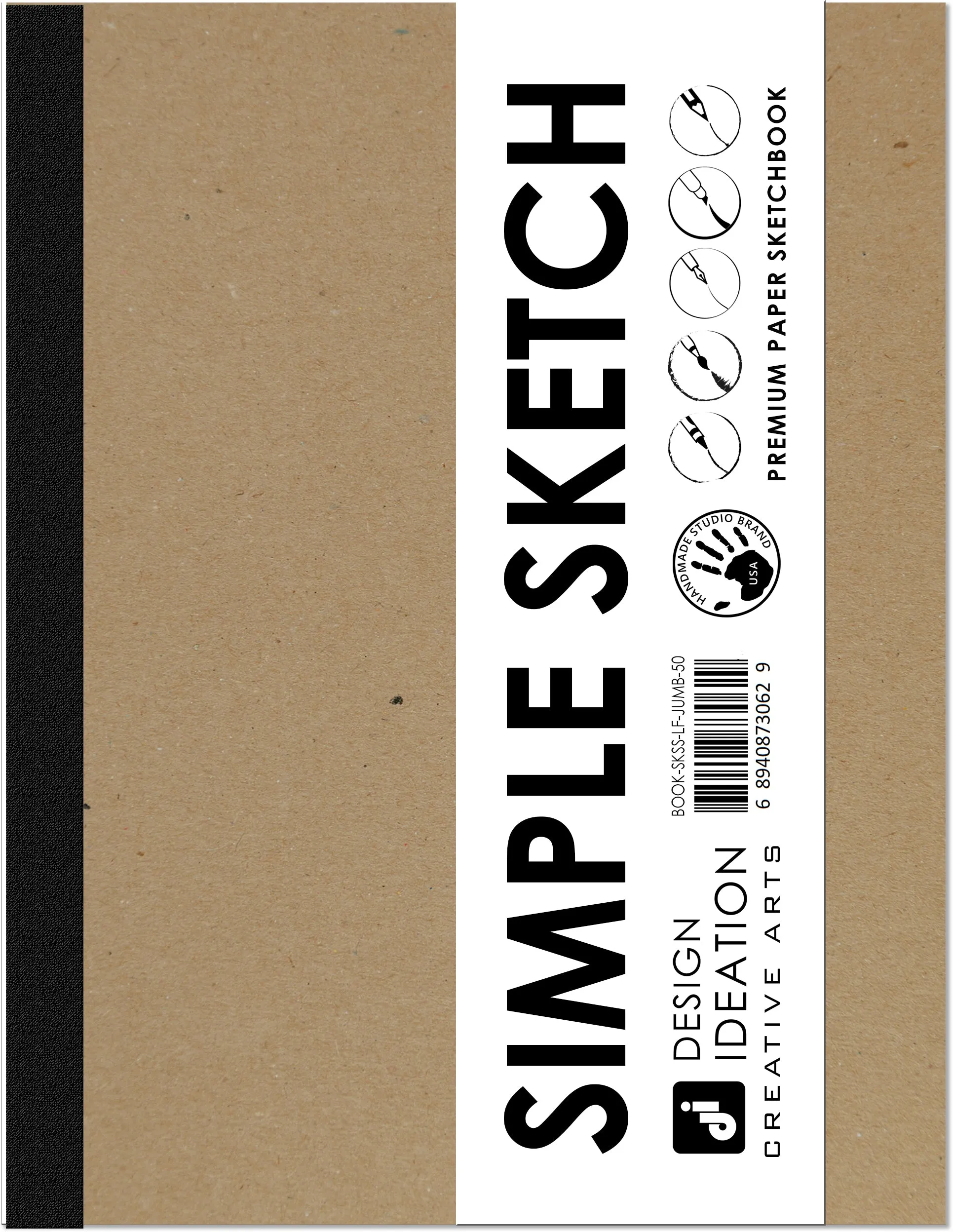 Design Ideation LAY FLAT sketchbook. Removable sheet, journal style SIMPLE SKETCH book. Multi-media. (8.5" x 11")LF-50100-LS