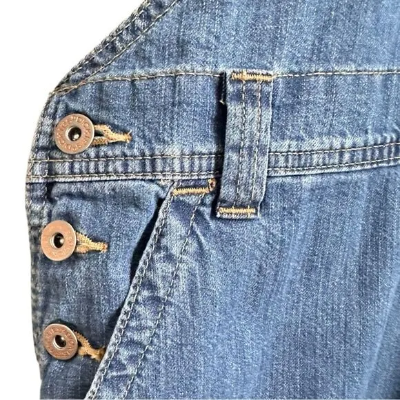 Dickies Women 2XL XXL Bib Overalls Blue Jean Denim Workwear Utility Medium Wash