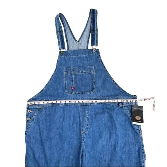 Dickies Women 2XL XXL Bib Overalls Blue Jean Denim Workwear Utility Medium Wash