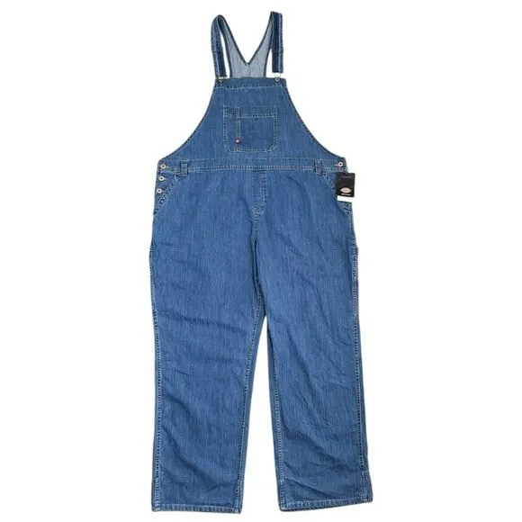 Dickies Women 2XL XXL Bib Overalls Blue Jean Denim Workwear Utility Medium Wash