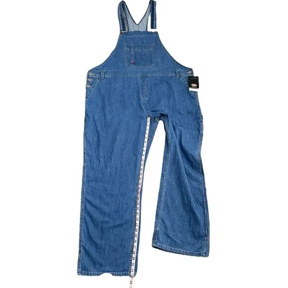 Dickies Women 2XL XXL Bib Overalls Blue Jean Denim Workwear Utility Medium Wash