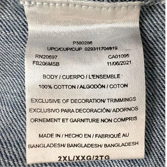 Dickies Women 2XL XXL Bib Overalls Blue Jean Denim Workwear Utility Medium Wash