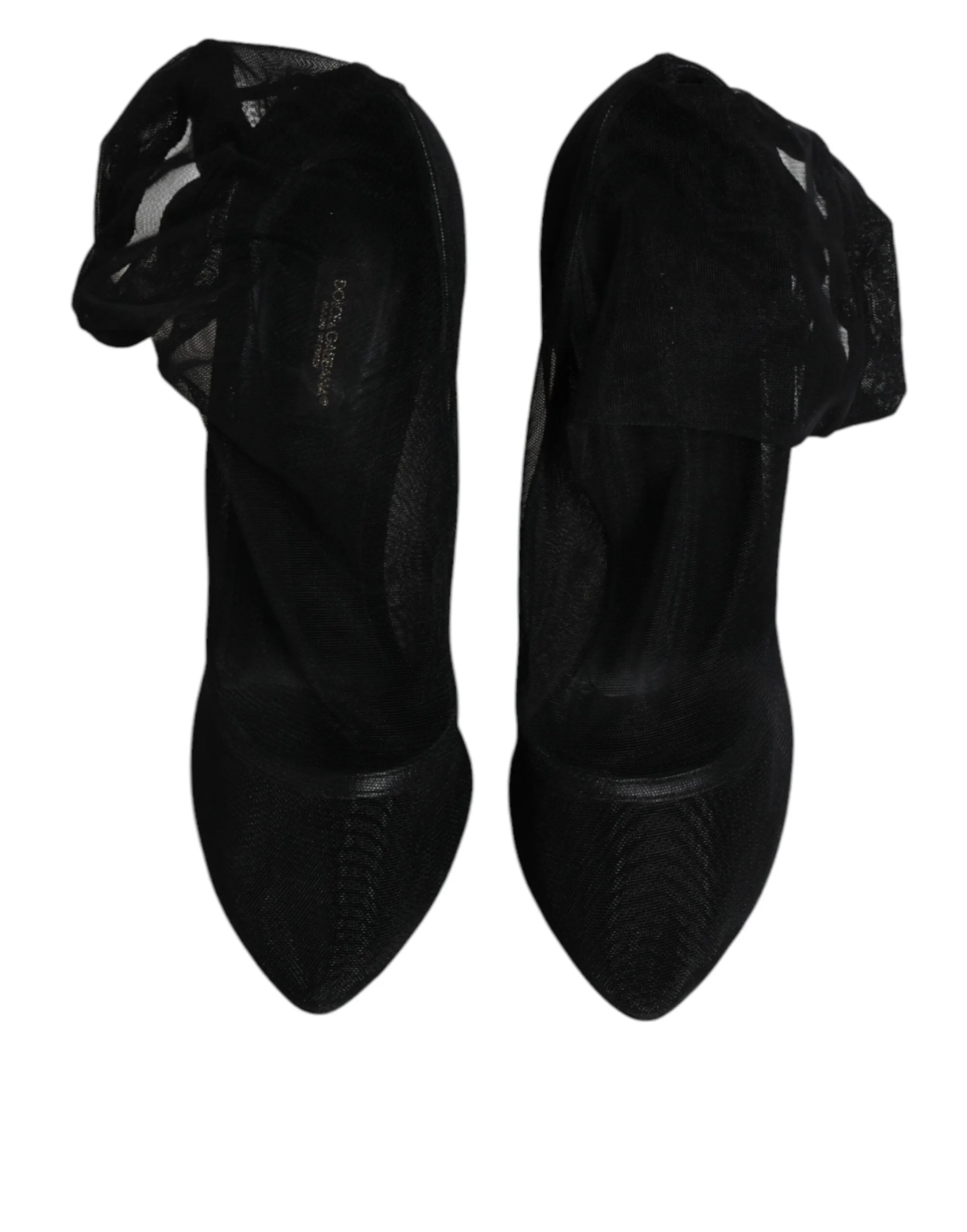Dolce&Gabbana Women Black Sock Boots Nylon Stretch Almond Toe Booties Sz EUR 40