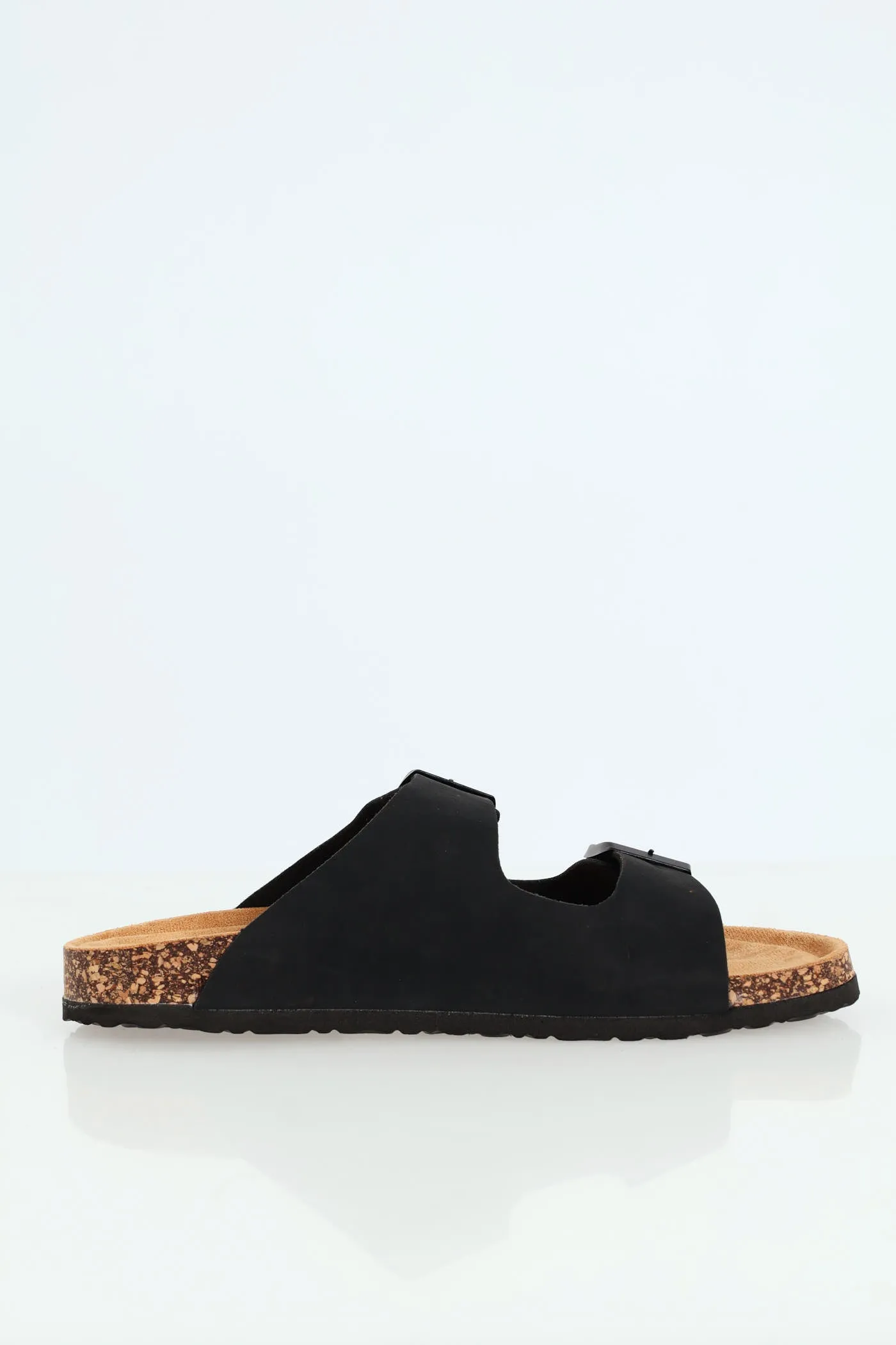 Double Buckle Comfort Sandal - Black