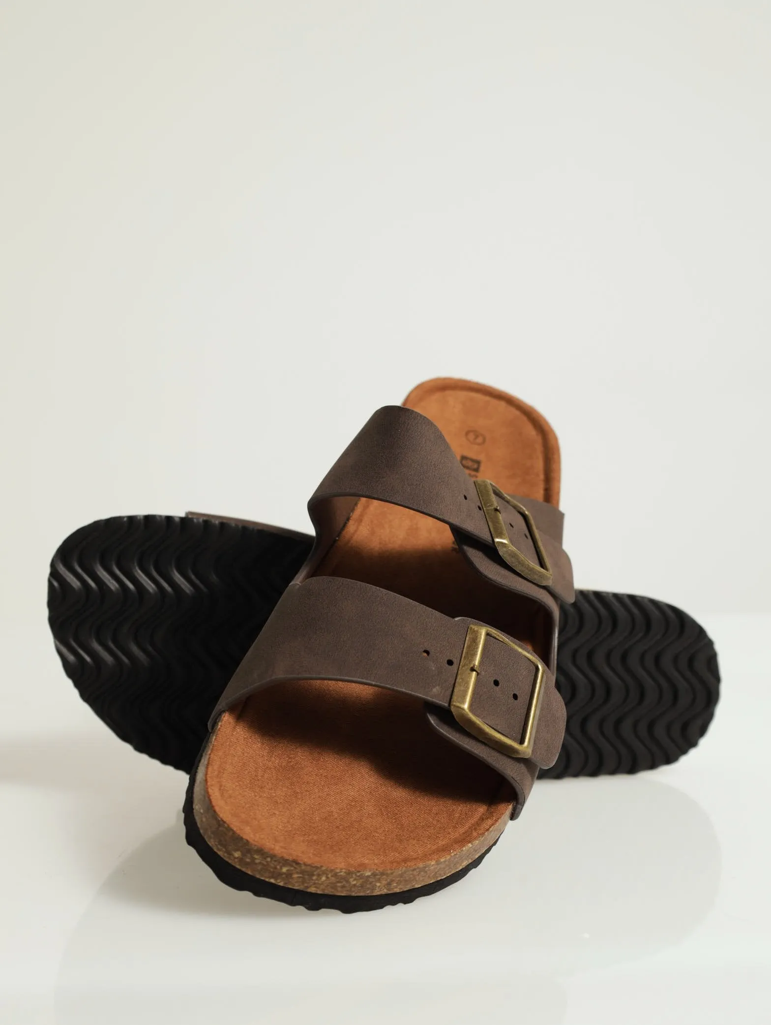 Double Buckle Comfort Sandal - Chocolate
