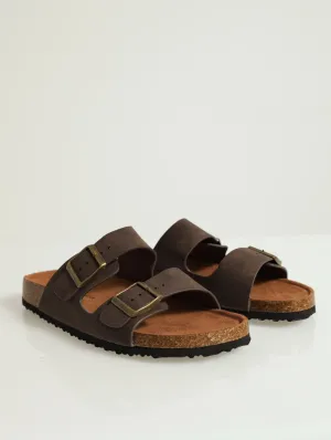 Double Buckle Comfort Sandal - Chocolate