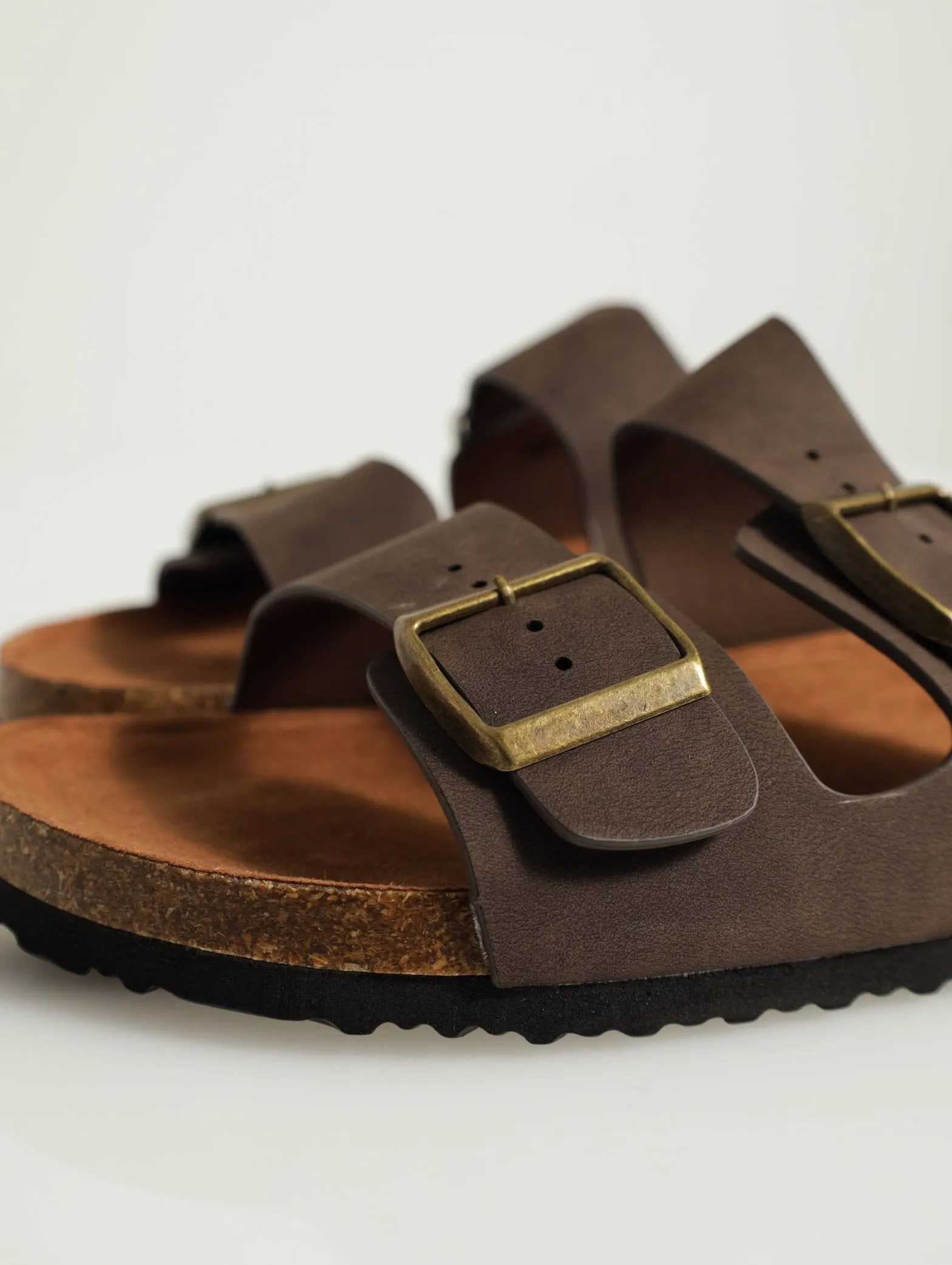 Double Buckle Comfort Sandal - Chocolate