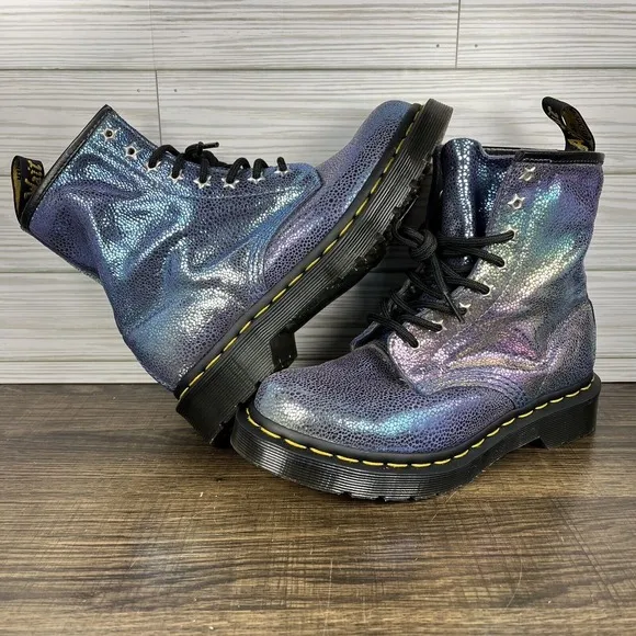Dr. Martens 1460 Sand Rainbow Ray Boots Women's Purples Shoes - Women's Size 5