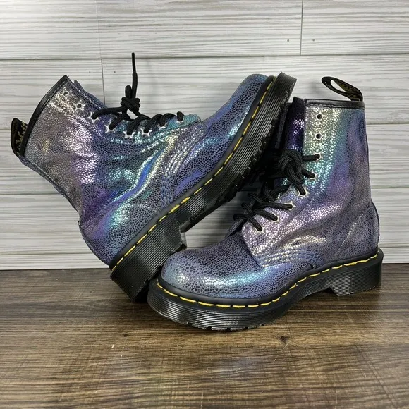 Dr. Martens 1460 Sand Rainbow Ray Boots Women's Purples Shoes - Women's Size 5
