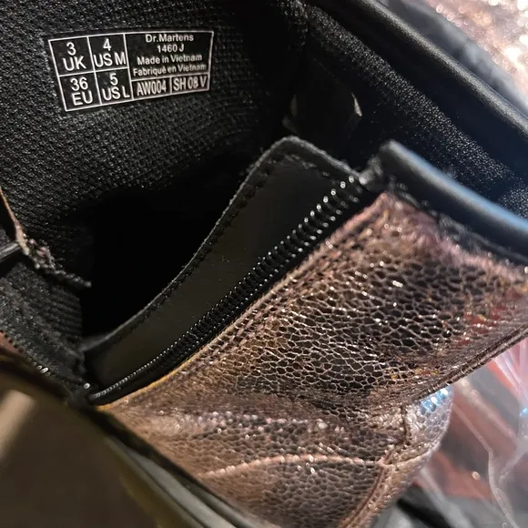 Dr Martens Doc Boots RoseGold Crinkle Metallic Glitter Punk Fairy Girls US Sz 4