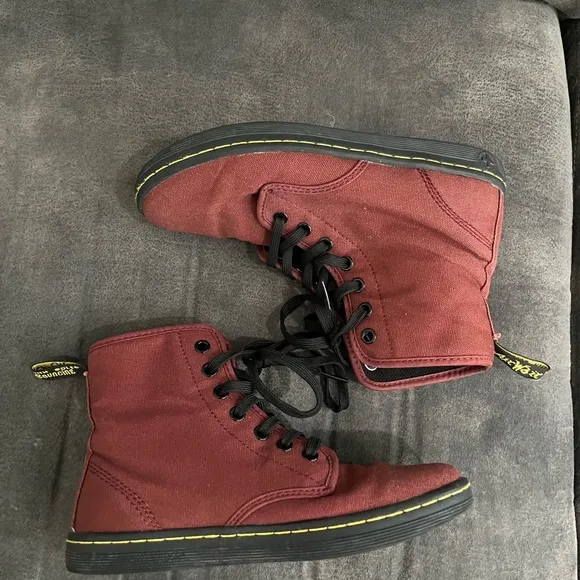 Dr. Martens Red Canvas Boots
