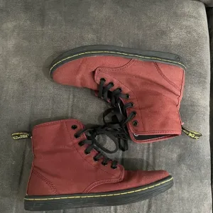 Dr. Martens Red Canvas Boots