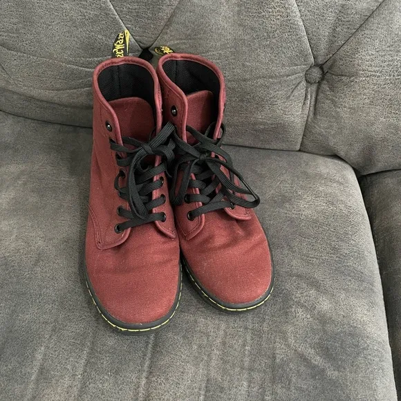 Dr. Martens Red Canvas Boots