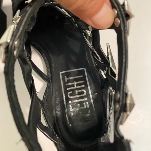 Eeight boots star open black fauxleather zip up size 40 (hg13) Size: 8.5 eeigh