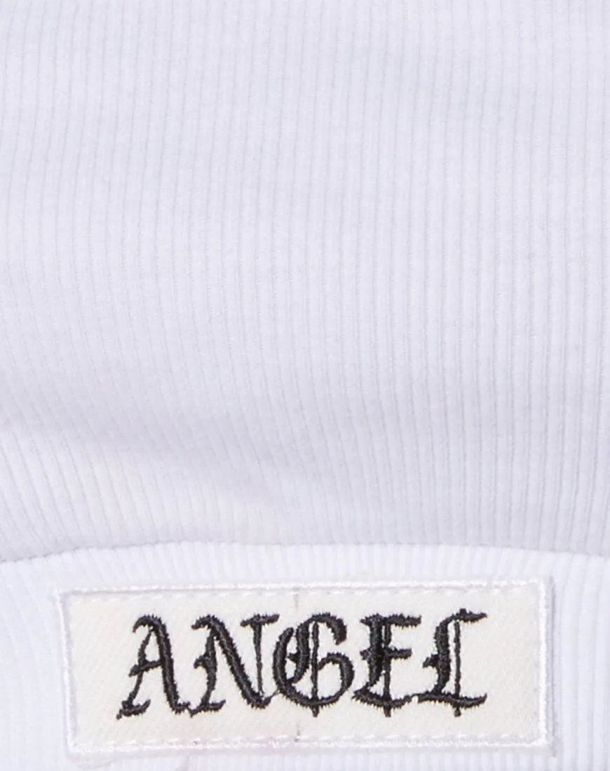 Esme Bralet in White with 'Angel' Embro