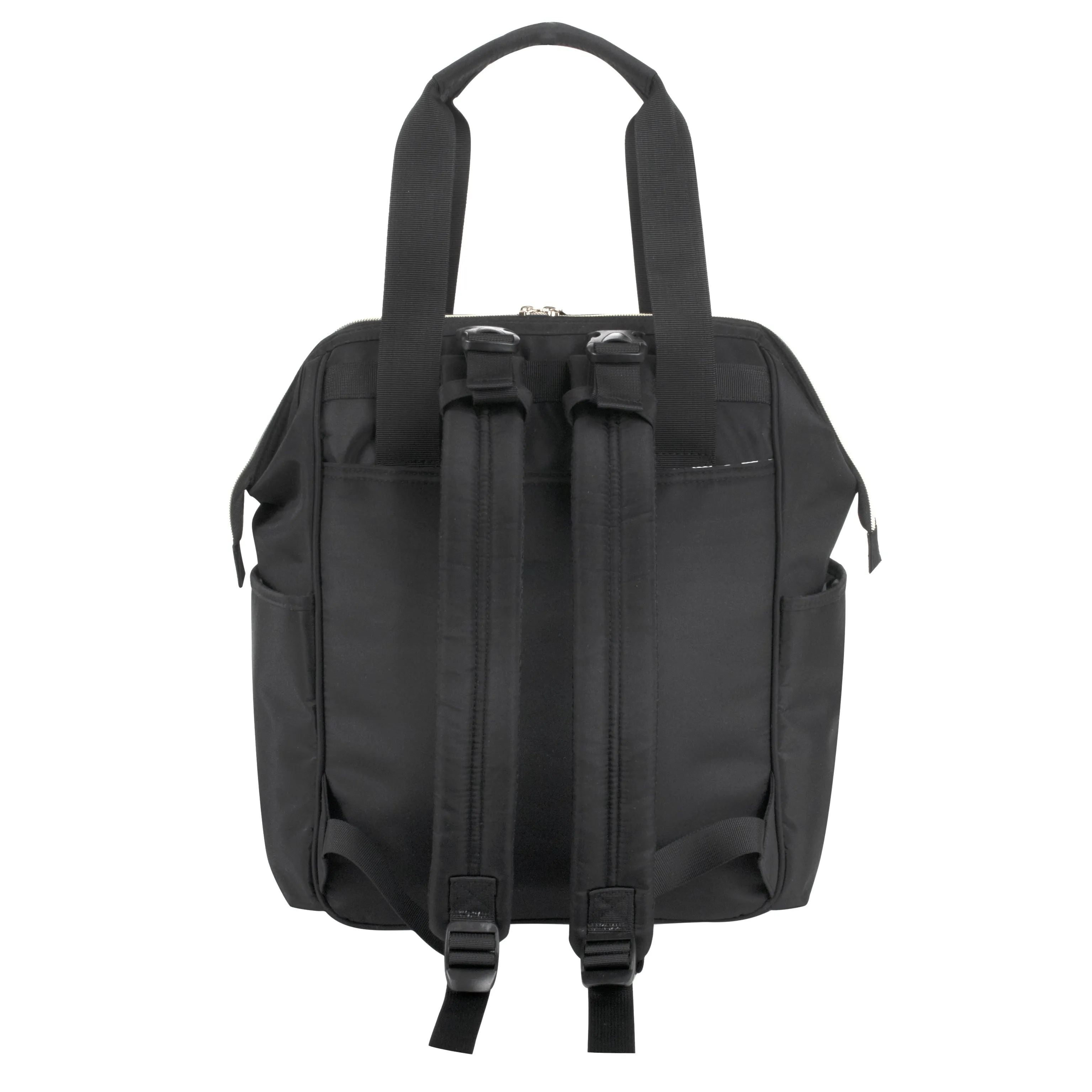 Fisher-Price Emerson Multi-Pocket Quilted Diaper Bag Backpack Tote with Matching Changing Pad, Insulated Bottle Compartment, Electronics Pocket and Stroller Straps in Midnight Black