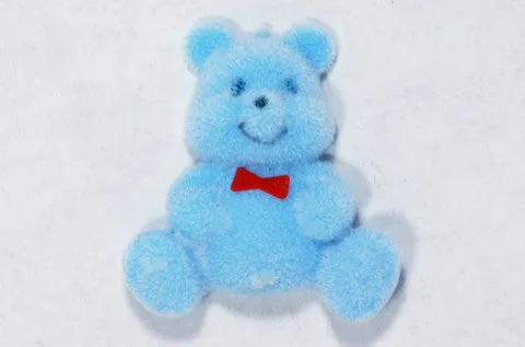 Flocked Miniature Teddy Bears Flat Light Blue 1.25'' 12pcs