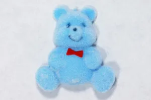 Flocked Miniature Teddy Bears Flat Light Blue 1.25'' 12pcs