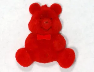Flocked Miniature Teddy Bears Flat Red 1.25'' 12pcs