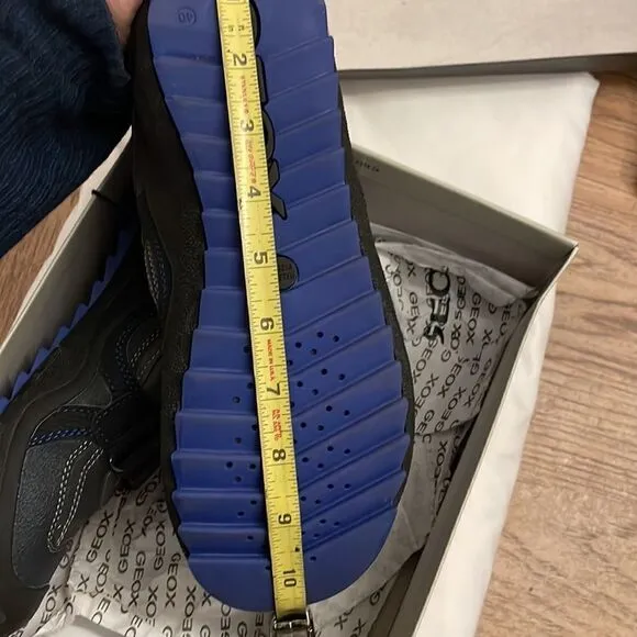 GEOX LOW TOP SNEAKERS.  COLORS ARE  GREY/ROYAL BLUE.  NEW