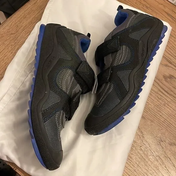 GEOX LOW TOP SNEAKERS.  COLORS ARE  GREY/ROYAL BLUE.  NEW