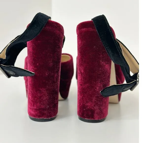 Gianni Renzi Couture Italian Velvet Platform High Heels Burgundy Leather EU 37