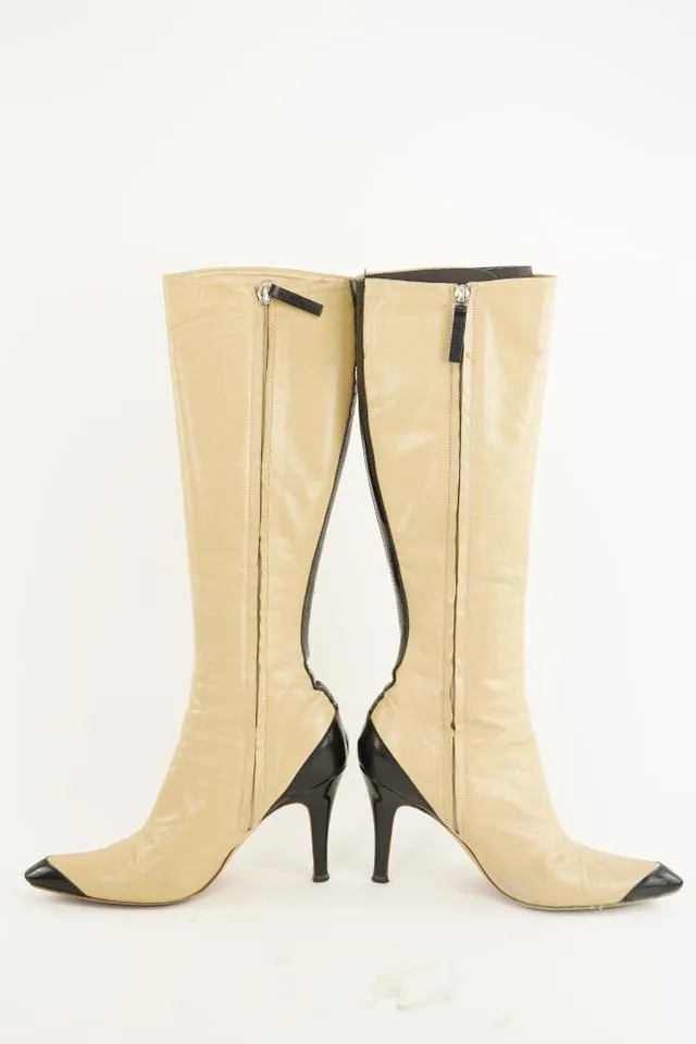 Giuseppe Zanotti Beige x Black Diva 90 High Boots 490giu34