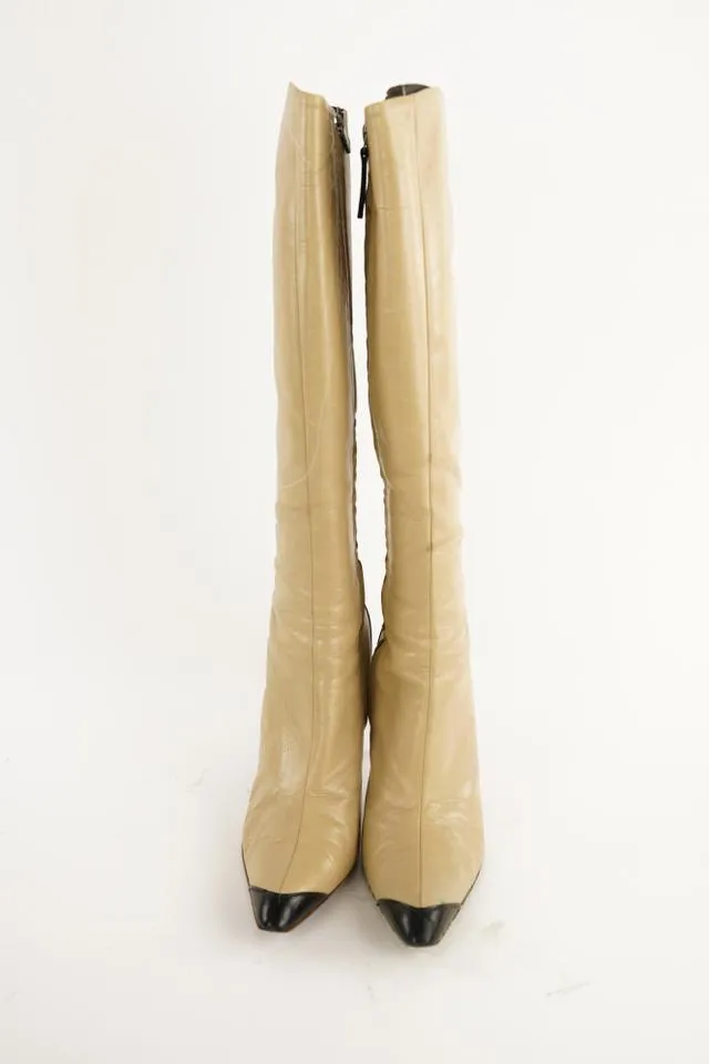 Giuseppe Zanotti Beige x Black Diva 90 High Boots 490giu34