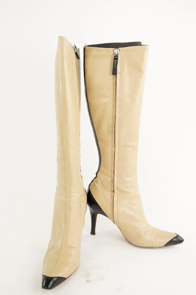 Giuseppe Zanotti Beige x Black Diva 90 High Boots 490giu34