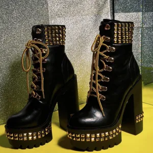 Gold Studded Chunky Heel