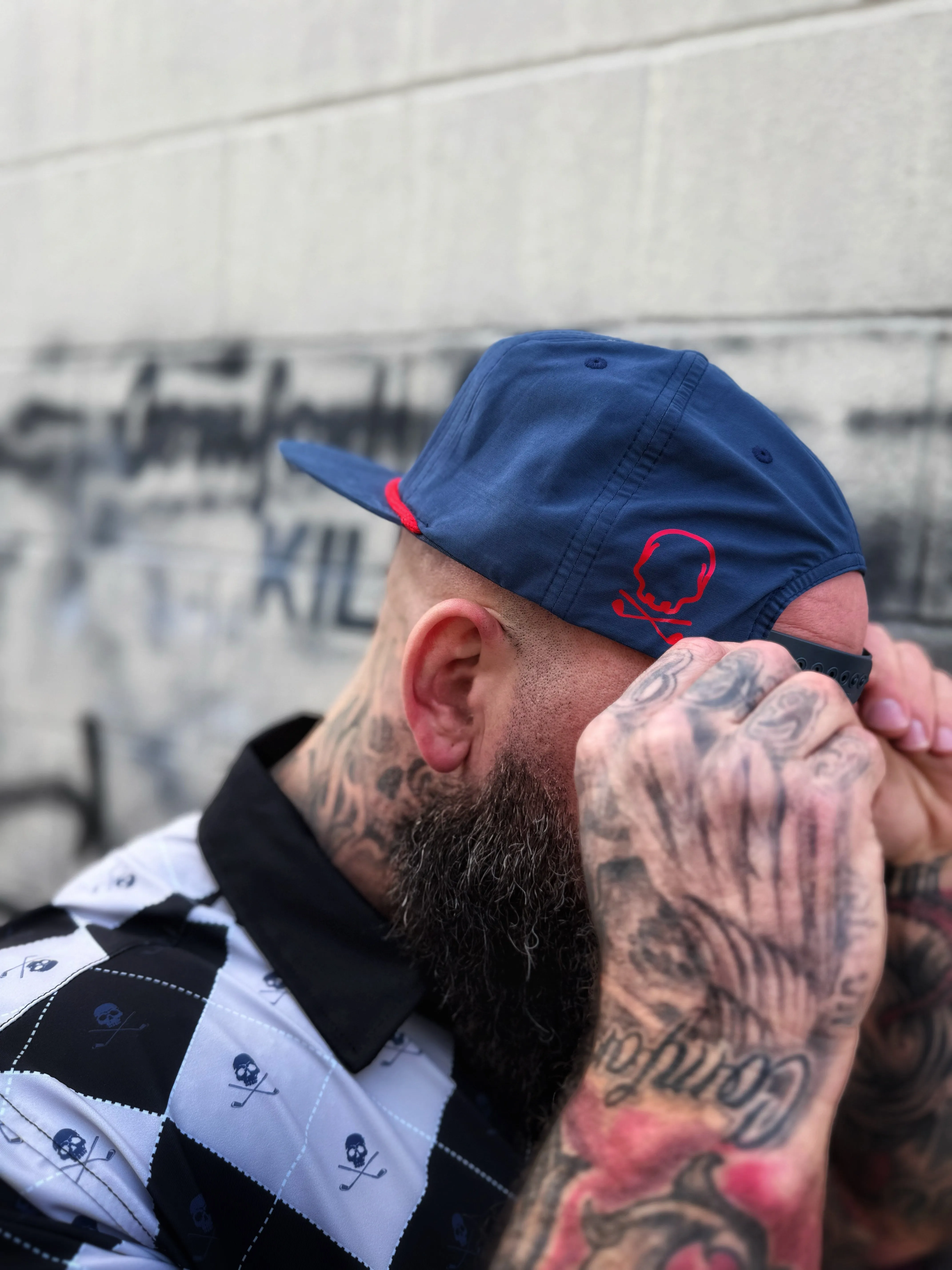 GOLF TIL I DIE SKULL NAVY HAT