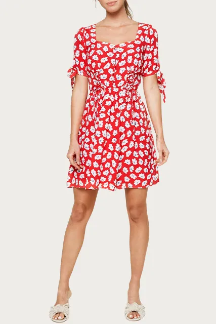 GOOD GRACE FLORAL-PRINT MODAL-BLEND MINI DRESS