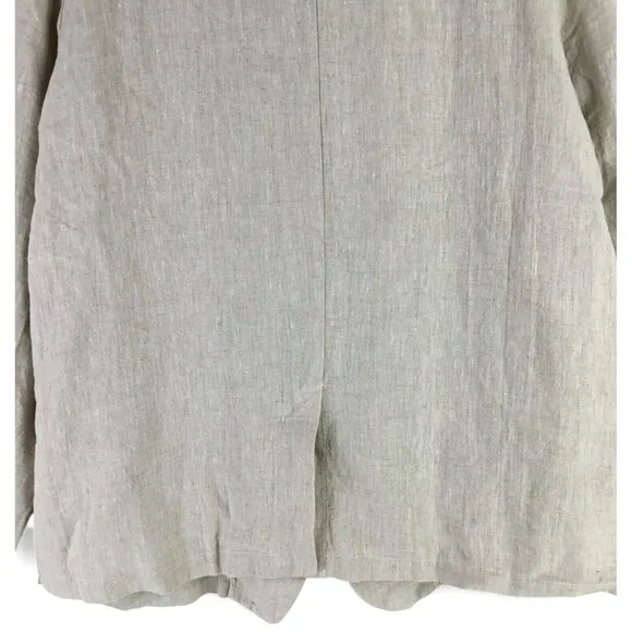 Grae Cove Boyfriend Linen Flax Blazer sz XXL Natural Beige Lagenlook Pockets NEW