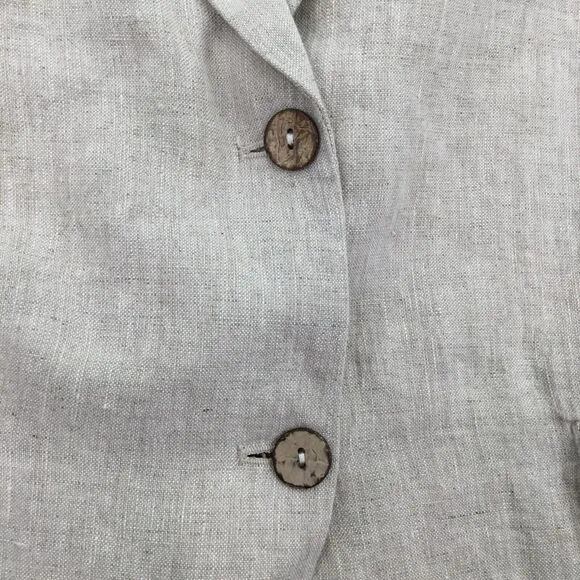 Grae Cove Boyfriend Linen Flax Blazer sz XXL Natural Beige Lagenlook Pockets NEW