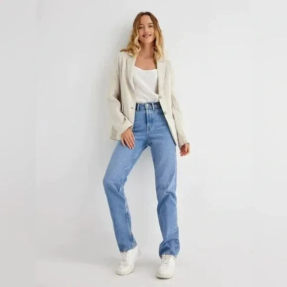 Grae Cove Boyfriend Linen Flax Blazer sz XXL Natural Beige Lagenlook Pockets NEW