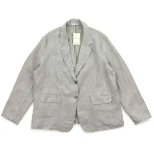 Grae Cove Boyfriend Linen Flax Blazer sz XXL Natural Beige Lagenlook Pockets NEW