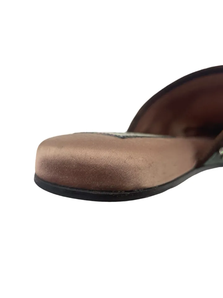 Gucci Velvet GG Monogram Crystal Mules Womens 37 = Us size 7